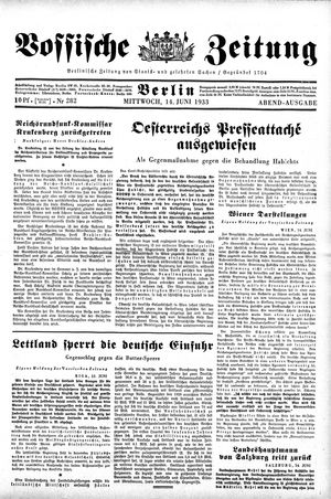 Vossische Zeitung vom 14.06.1933