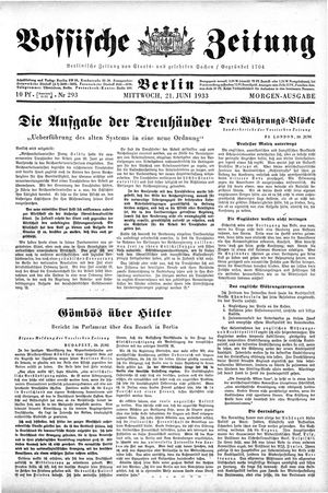 Vossische Zeitung on Jun 21, 1933