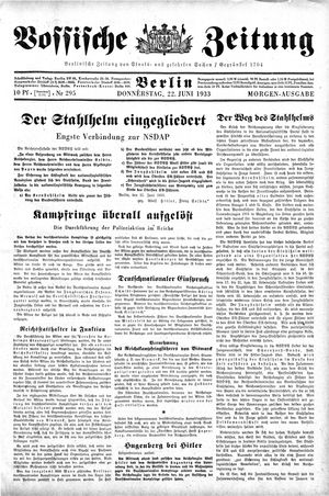 Vossische Zeitung on Jun 22, 1933