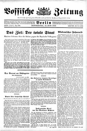 Vossische Zeitung vom 22.06.1933