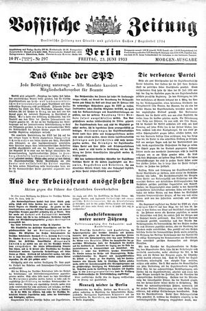 Vossische Zeitung on Jun 23, 1933