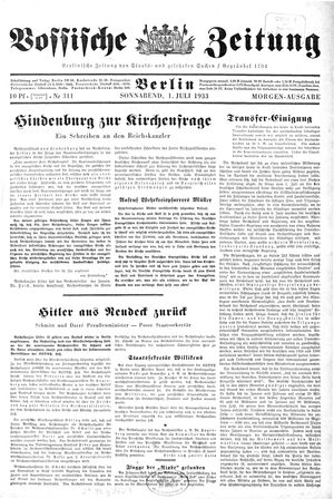 Vossische Zeitung vom 01.07.1933
