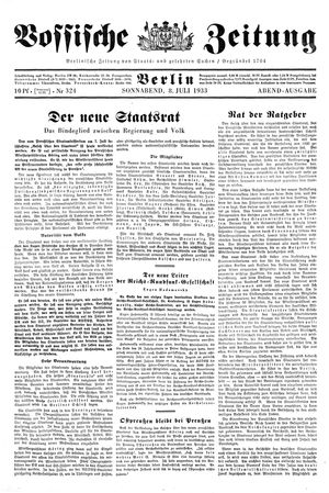 Vossische Zeitung on Jul 8, 1933