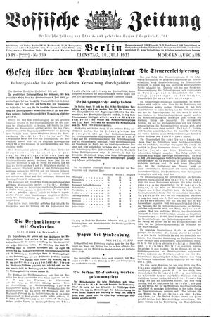 Vossische Zeitung on Jul 18, 1933