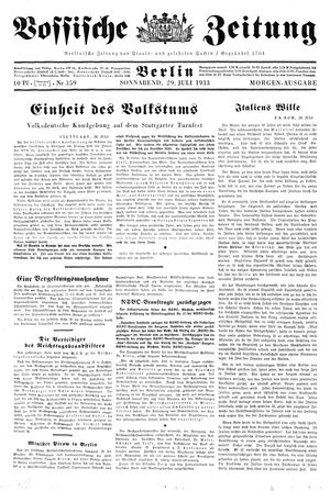 Vossische Zeitung vom 29.07.1933