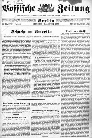 Vossische Zeitung on Aug 1, 1933