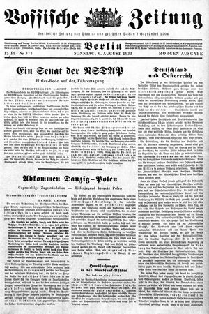 Vossische Zeitung vom 06.08.1933