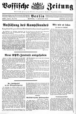 Vossische Zeitung on Aug 7, 1933