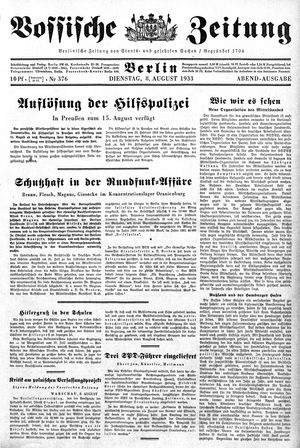 Vossische Zeitung vom 08.08.1933