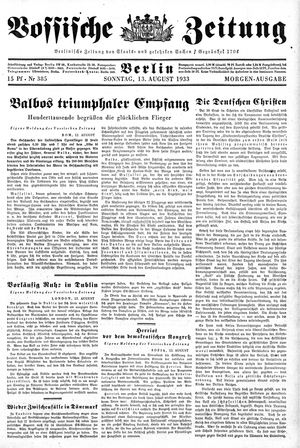 Vossische Zeitung vom 13.08.1933