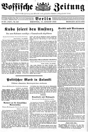 Vossische Zeitung vom 15.08.1933