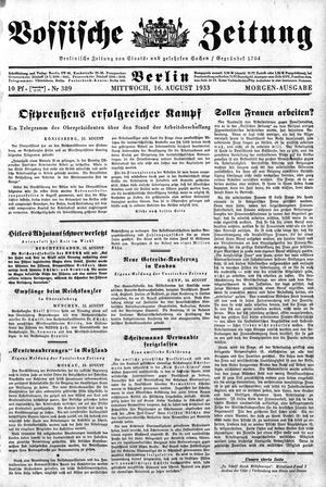 Vossische Zeitung on Aug 16, 1933