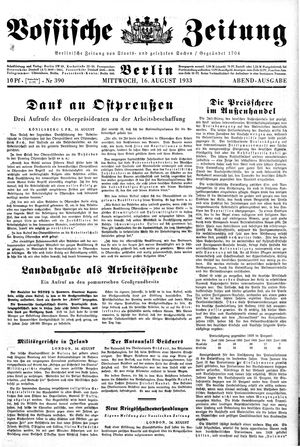 Vossische Zeitung on Aug 16, 1933