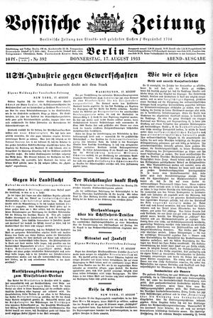 Vossische Zeitung vom 17.08.1933