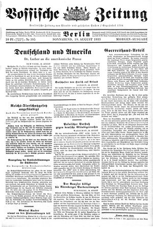 Vossische Zeitung on Aug 19, 1933