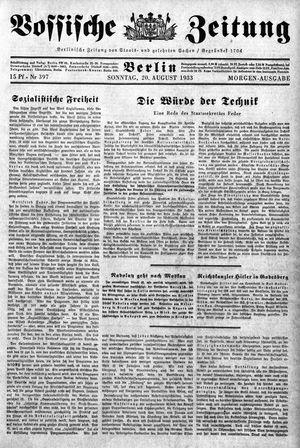 Vossische Zeitung vom 20.08.1933