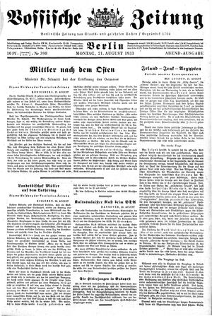 Vossische Zeitung vom 21.08.1933