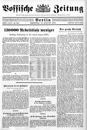 Vossische Zeitung vom 22.08.1933