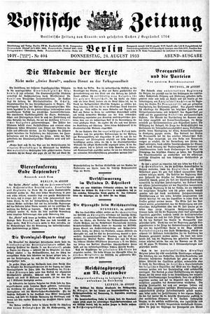 Vossische Zeitung vom 24.08.1933