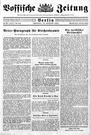 Vossische Zeitung vom 25.08.1933