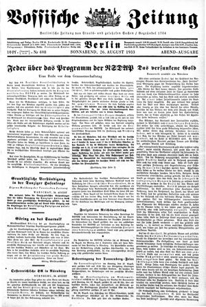 Vossische Zeitung on Aug 26, 1933