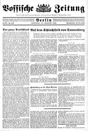 Vossische Zeitung vom 27.08.1933