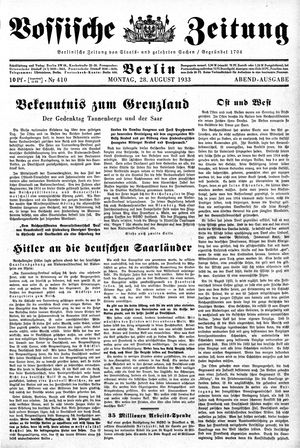 Vossische Zeitung vom 28.08.1933
