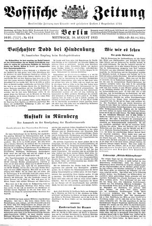 Vossische Zeitung vom 30.08.1933