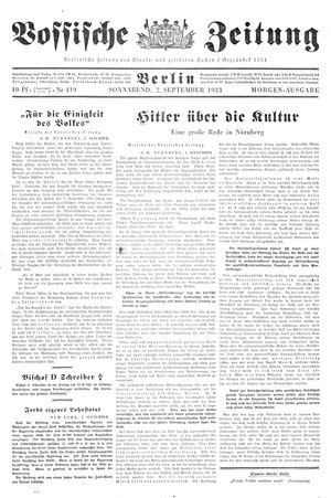 Vossische Zeitung vom 02.09.1933
