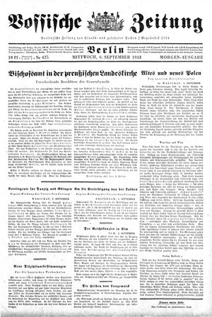 Vossische Zeitung vom 06.09.1933