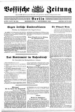 Vossische Zeitung vom 07.09.1933