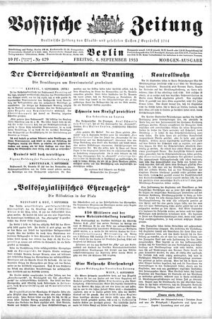 Vossische Zeitung vom 08.09.1933