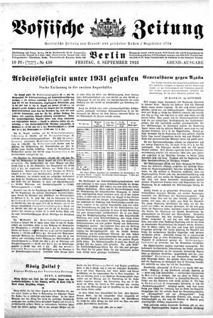 Vossische Zeitung vom 08.09.1933