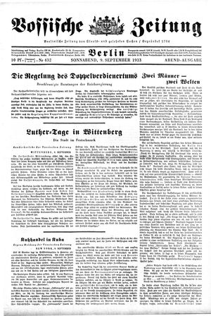 Vossische Zeitung vom 09.09.1933
