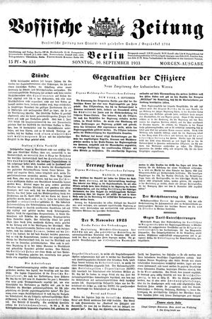 Vossische Zeitung vom 10.09.1933