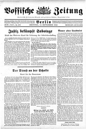 Vossische Zeitung vom 12.09.1933
