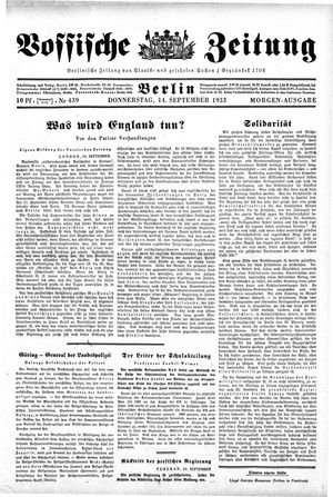 Vossische Zeitung vom 14.09.1933