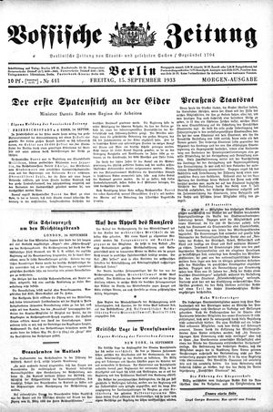 Vossische Zeitung vom 15.09.1933