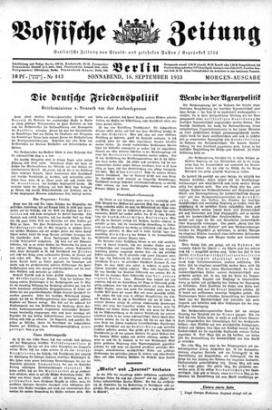 Vossische Zeitung vom 16.09.1933