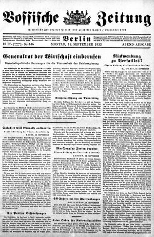 Vossische Zeitung vom 18.09.1933