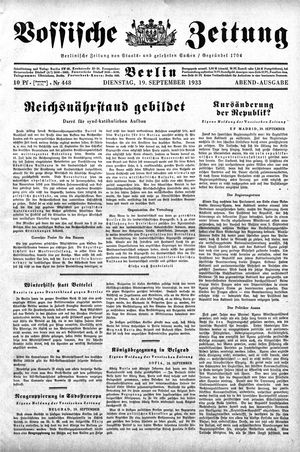 Vossische Zeitung vom 19.09.1933