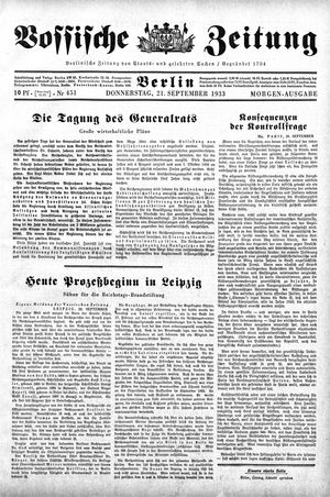 Vossische Zeitung vom 21.09.1933