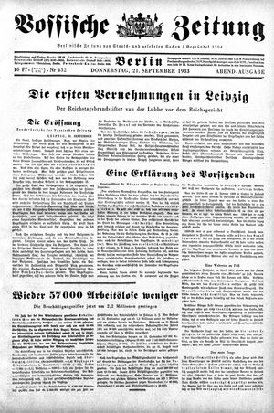 Vossische Zeitung vom 21.09.1933