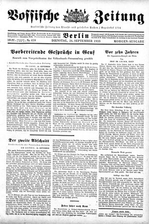 Vossische Zeitung vom 26.09.1933