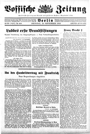 Vossische Zeitung vom 26.09.1933