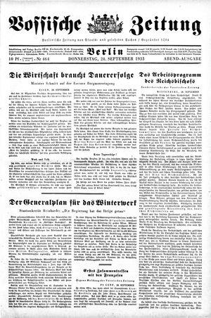 Vossische Zeitung vom 28.09.1933