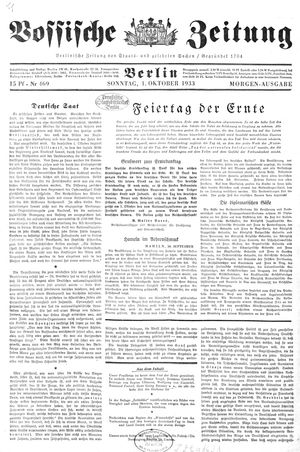 Vossische Zeitung vom 01.10.1933