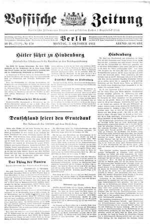 Vossische Zeitung vom 02.10.1933
