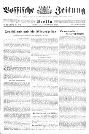 Vossische Zeitung vom 03.10.1933