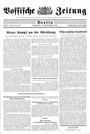Vossische Zeitung vom 06.10.1933